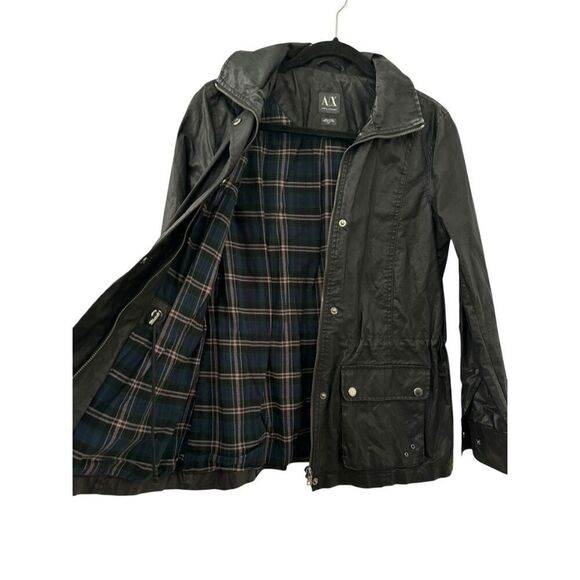 Armani Exchange Plaid Flannel Lined Zip Up Utility Jacket Black Women's Small - Picture 2 of 6